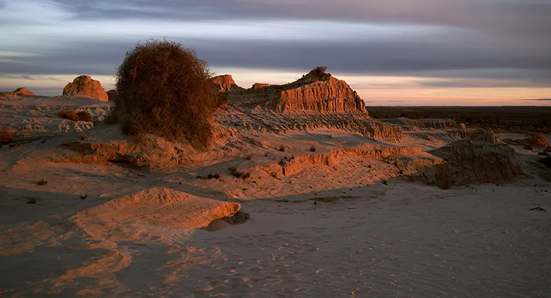 Mungo National Park in New South Wales, Australia Rock formation in sandy desert