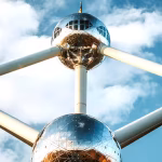 Art installation of metal spheres