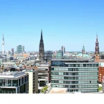 Hamburg city skyline with some modern buildings and some old buildings