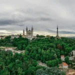 City skyline with lots of buildings and trees