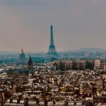 Skyline view of the Paris skyline, including the Eiffel Tower