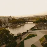 View of a city with a river going through it