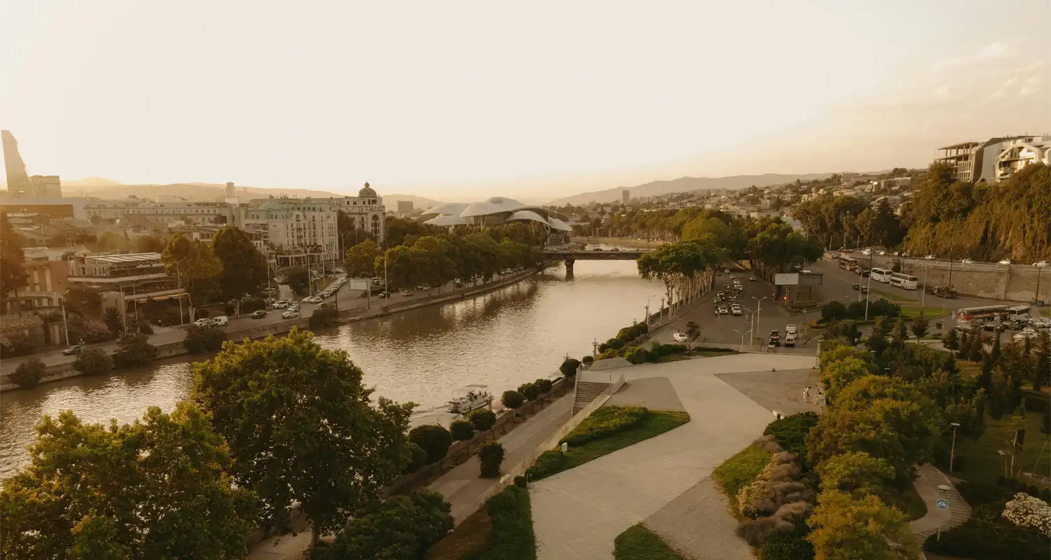 View of a city with a river going through it