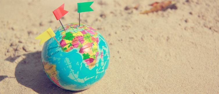 Africa pinned on a globe