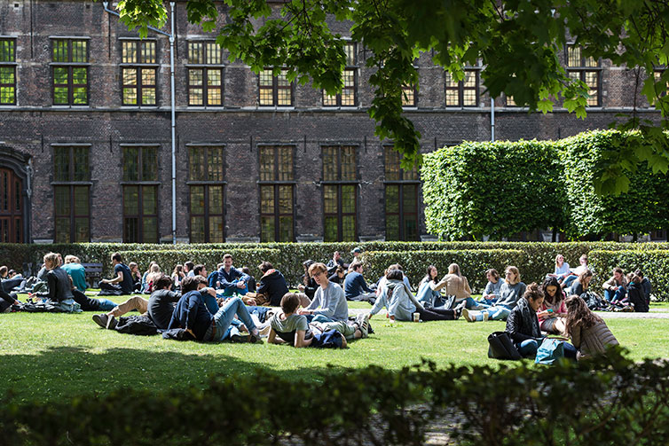 Image of students sat on grass