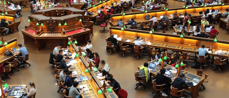 Busy university library