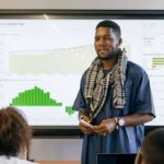 A man giving a presentation to a class