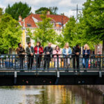 Students on a bridge