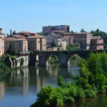 Buildings on a river bank