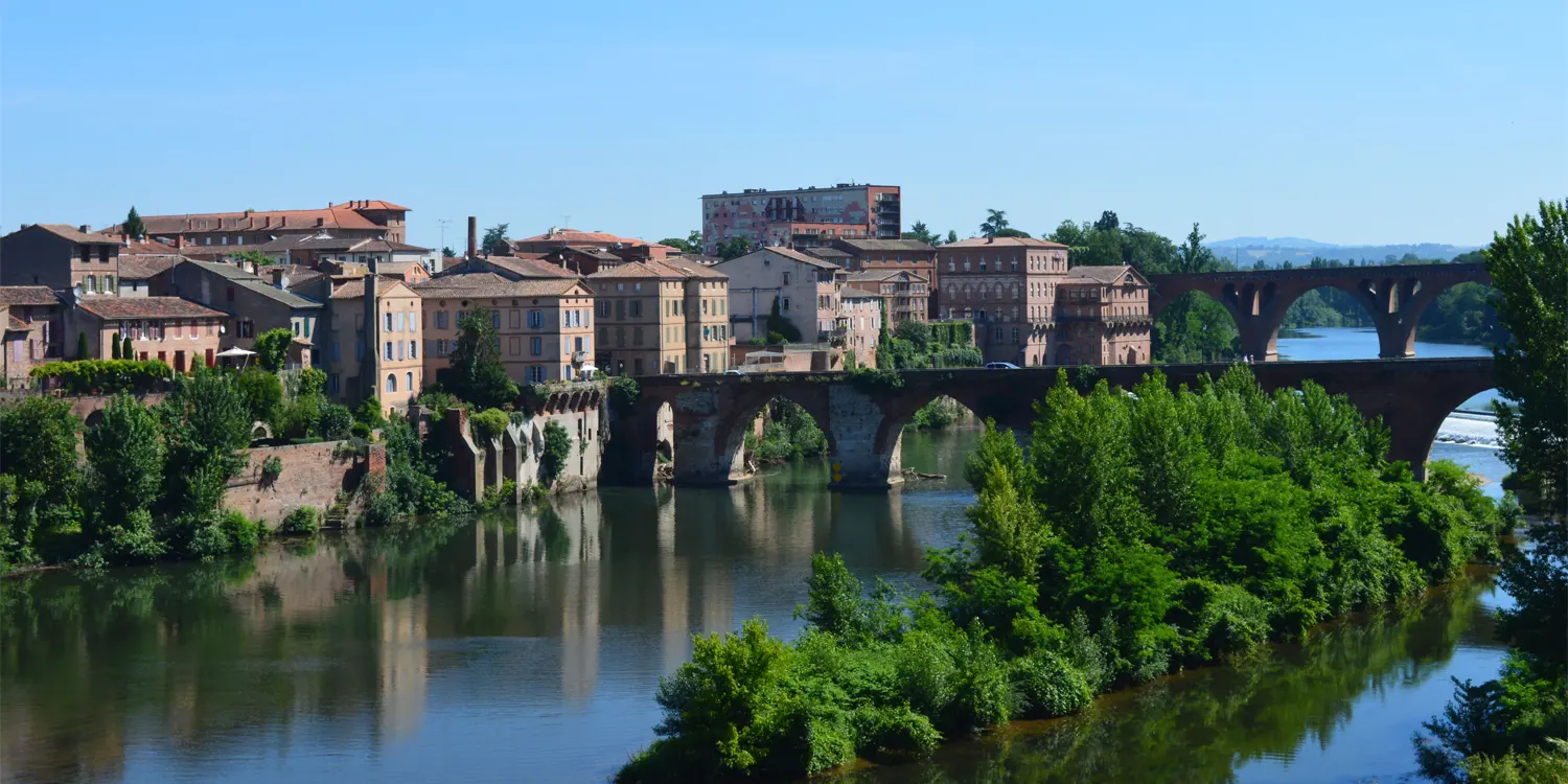 Buildings on a river bank