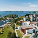 University campus buildings viewed from above
